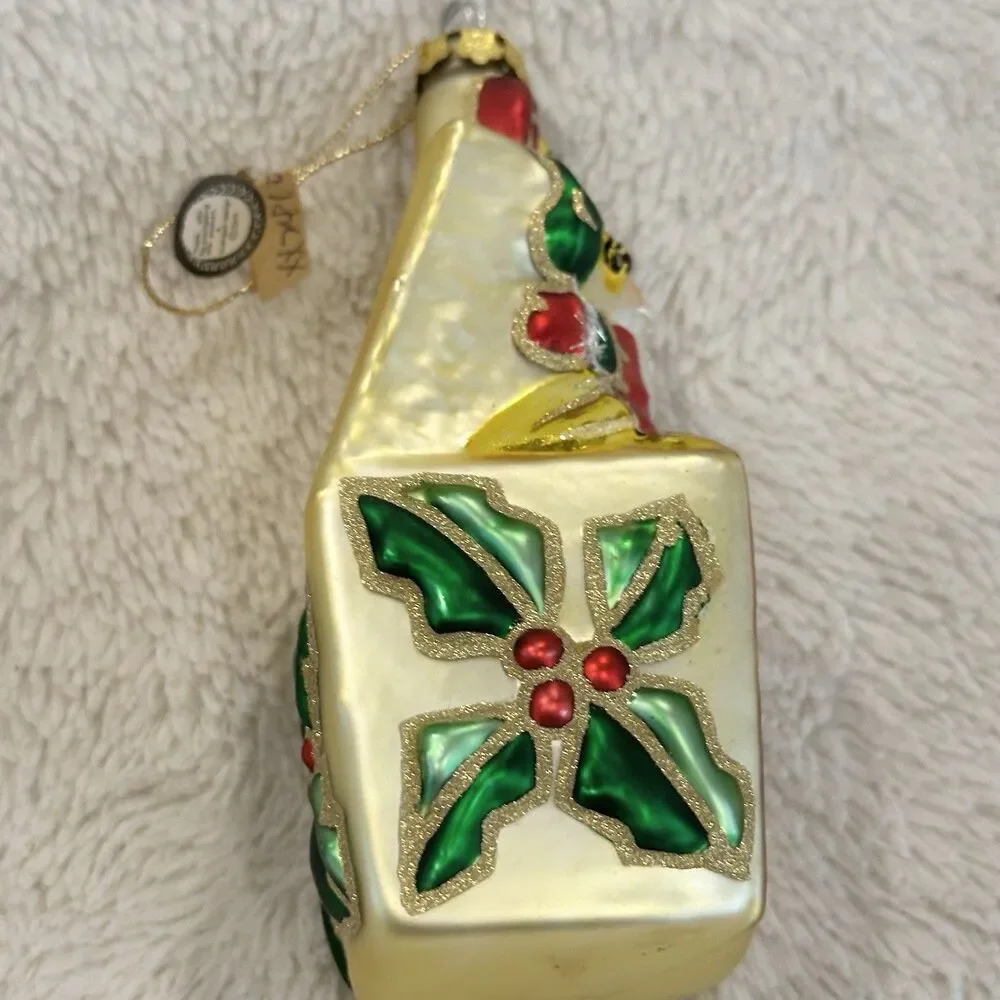 BRN Santa Jack In The Box Noel 6” Gold Blown Ornament Christmas Tree Decor